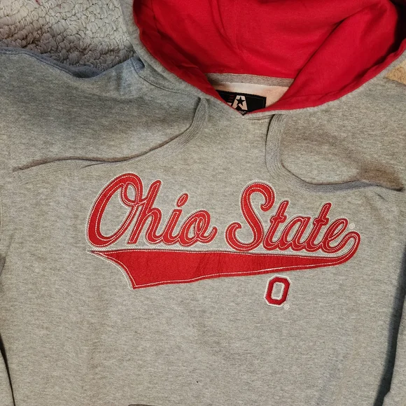Vintage  J. America Gray and Red Ohio State Hoodie - Picture 2 of 4